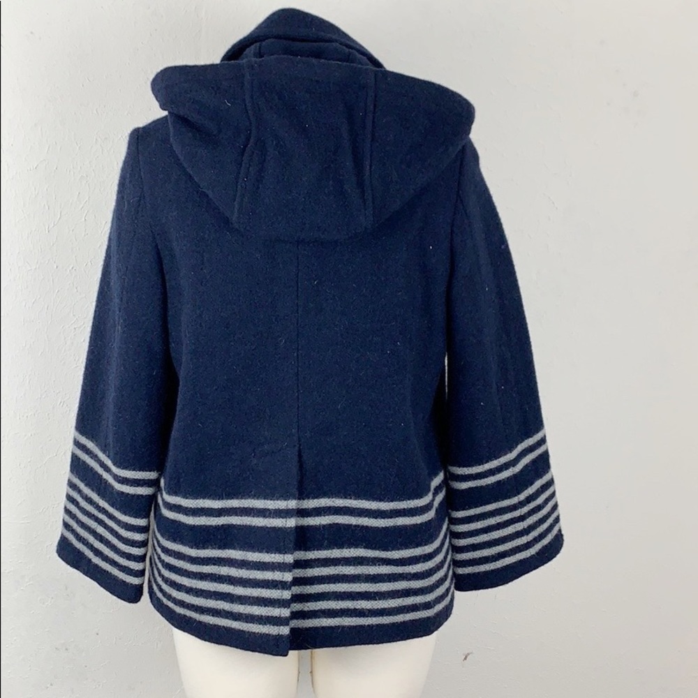 Band of Outsiders Boy. Navy Wool Hooded Parka - Picture 6 of 8